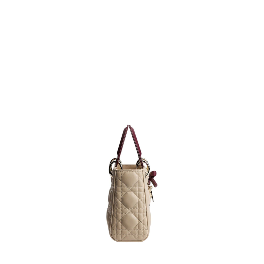 Dior Mini Lady Dior Bag with Chain Two-Tone Trench and Hermitage Red