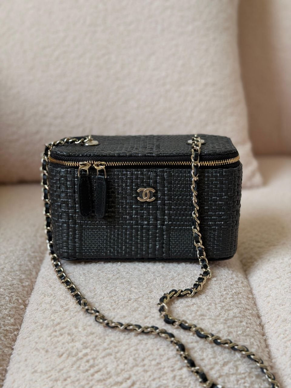 Chanel Classic Long Vanity w/ Chain Braided Raffia